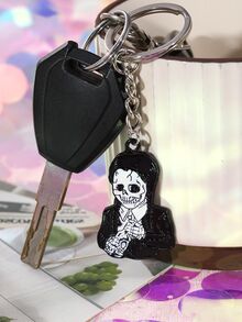 1pc Gothic Style Black & White Skull Design Girl Keychain, Suitable For Daily Use - Black and White - View 4