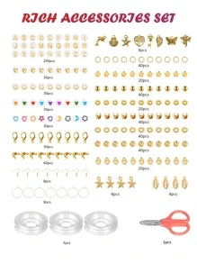 粘土珠子帶字母珠子和平底聚合物珠子珠寶製作套件帶和彈性細繩女性工藝和禮物 - 彩色 - 查看 2