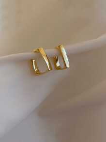 1 对金色方形耳环休闲万圣节 - 金色 - 查看 1