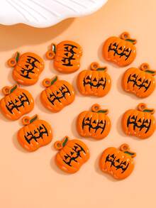 12入組萬聖節南瓜DIY珠寶製作用品適用於項鍊,耳環,吊墜,鑰匙圈, - 彩色 - 查看 3