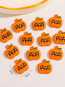 12入組萬聖節南瓜DIY珠寶製作用品適用於項鍊,耳環,吊墜,鑰匙圈, - 彩色 - 查看 2