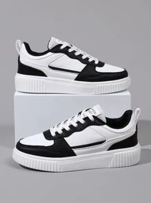 Của phụ nữ Thoải mái Thoáng khí Đen & Trắng Thể thao Giày thể thao - Đen và trắng - Xem 4