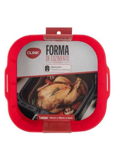 FORMA DE COZIMENTO SILICONE P/AIR FRYER QUADRADO 16x16x7,3cm CK6026 - CLINK
