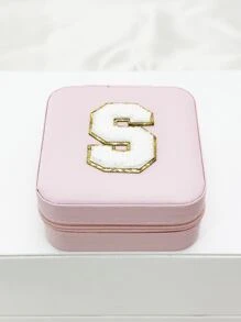 1入時尚個性化旅行珠寶盒，防水且便攜，粉色，帶有初始儲存，生日禮物，母親節禮物，畢業禮物，伴娘禮物 - 粉色 - 查看 19