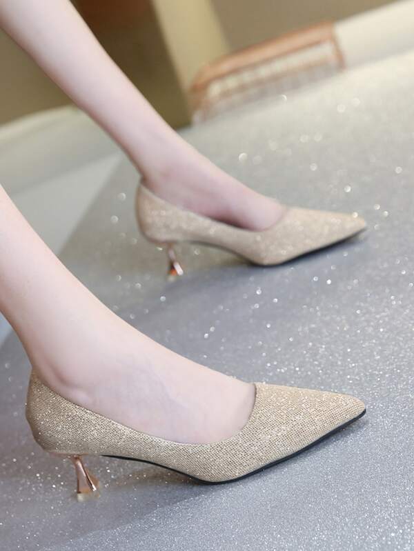 Scarpe Da Festa Di Nozze Luccicanti Con Tacco A Spillo Per Donne