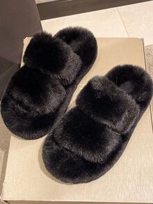 女式人造珍珠裝飾室內家居拖鞋,時尚黑色 - 黑色 - 查看 7