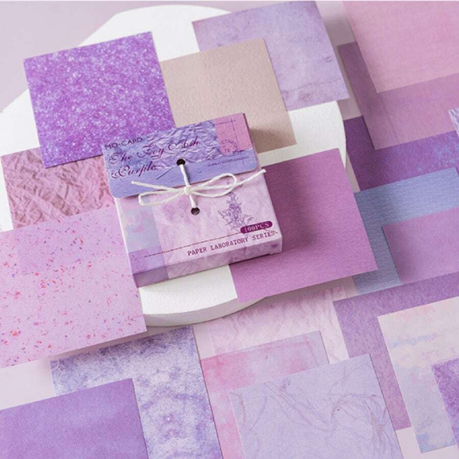 MOCARD 1盒/100入不同圖案材質紙 - 紫色 - 查看 1