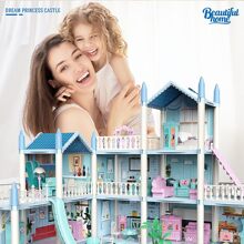 9 Room Doll House For Girls, Playset With 1 Dog, 2 Trees And 25 Furniture Accessories, Pretend Play Princess Toys House As Birthday & Christmas Gifts.(Random Accessory Colors) - Blue - View 3