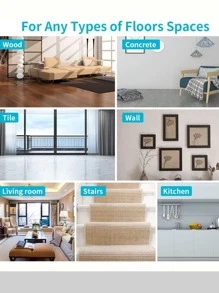 LINKOOL 16/8 Piezas Almohadilla Antideslizante Para Alfombras, Pegatinas Fijas Reutilizables, Lavables Contra Rizos, Cinta De Almohadilla Para Esquinas De Alfombras - Negro - Ver 8