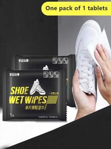 5 Gói (1 Gói 1 viên), khăn lau giày dùng một lần, khăn lau giày dùng một lần, khăn lau giày dùng một lần để làm sạch và khử nhiễm - màu đen - Xem 1