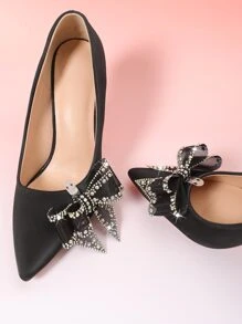 2pcs/set Women's Shoe Accessories Butterfly & Mesh & Rhinestone Decor Removable Shoe Buckle For Party, Banquet, Flat & High Heeled Shoes, Multicolor