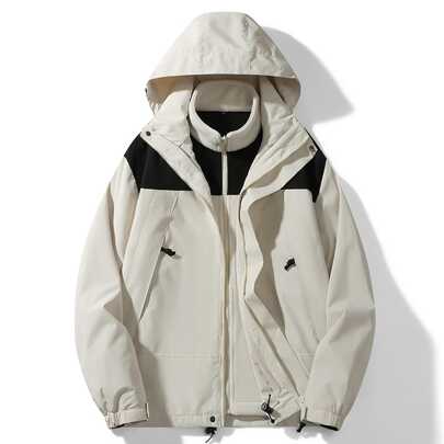 女士户外三合一连帽软壳外套，带保暖内衬，轻便舒适，适合户外徒步、远足、冬季、滑雪等活动。