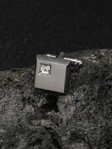 1 Pc Fashion Style Square Cufflinks For Men's Daily Wear - 銀色 - 查看 2