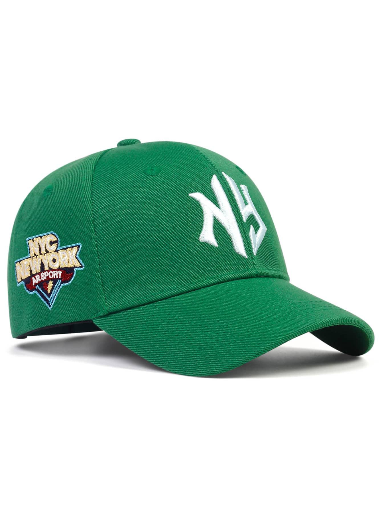 1 pieza Gorra de béisbol con estilo gótico para hombres con letra, bordado geométrico en el lateral para actividades al aire protección solar en primavera y otoño, viajes, fiestas de playa y callejeras - Verde - Ver 1