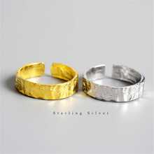 OMID 1 枚 925 純銀時尚鋁箔紋理凹凸開口戒指適合女士日常佩戴 - 戒指 - 查看 3