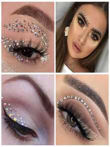 Paquete de Piedras Cristal para Maquillaje Rostro Arte Pegatinas con Diamante - Blanco - Ver 3