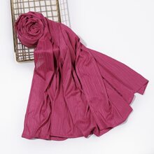 1 Pieza De Pañuelo Para La Cabeza De Moda Para Mujer Tejido De Punto Elástico Acanalado, Pañuelo, Envoltura En Rojo Rosa