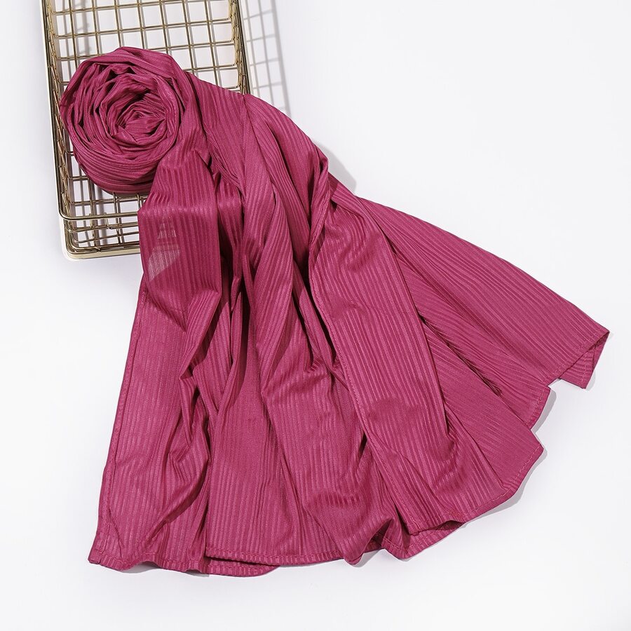 1 Pieza De Pañuelo Para La Cabeza De Moda Para Mujer Tejido De Punto Elástico Acanalado, Pañuelo, Envoltura En Rojo Rosa