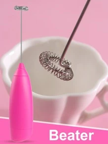 AOYI 1pc Rechargeable Handheld Portable Mini Coffee & Milk Frother Mixer & Egg Beater With Charging Cable - Hot Pink - View 3