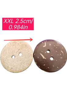 30入組/包自然椰子貝殼2孔鈕扣套裝,耐用,適用於孩子們服裝和家紡鈕扣配件 - 卡其色 - 查看 5