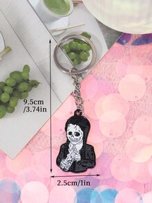 1pc Gothic Style Black & White Skull Design Girl Keychain, Suitable For Daily Use - Black and White - View 2