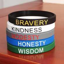 5入組男士流行矽膠手環,英文啟發和信仰字母款 - 彩色 - 查看 1