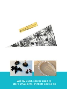 50pcs Halloween Themed Triangle-shaped Candy Bags - Black - View 3