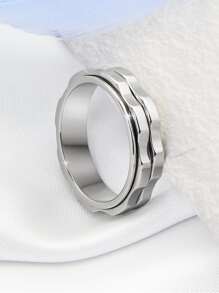 Fidget Rings For Anxiety For Women, Spinning Anxiety Ring Stainless Steel Fidgets Two Gear Fidget Ring High Polish Anxiety Ring For Women Men Wedding Band Gifts Jewelry Size 6-10 - Silver - View 2