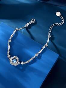 1入組時尚S925純銀耀眼氧化鋯手環,合適的適用於女性日常穿著