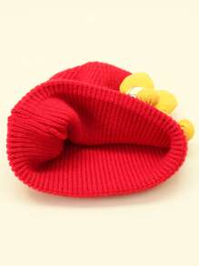 1 Pièce Bonnet Tricoté Pour Enfants Pour L'automne/hiver Avec Motif De Tournesol Et Design Coupe-vent Chaud