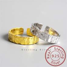 OMID 1 枚 925 純銀時尚鋁箔紋理凹凸開口戒指適合女士日常佩戴 - 戒指 - 查看 1