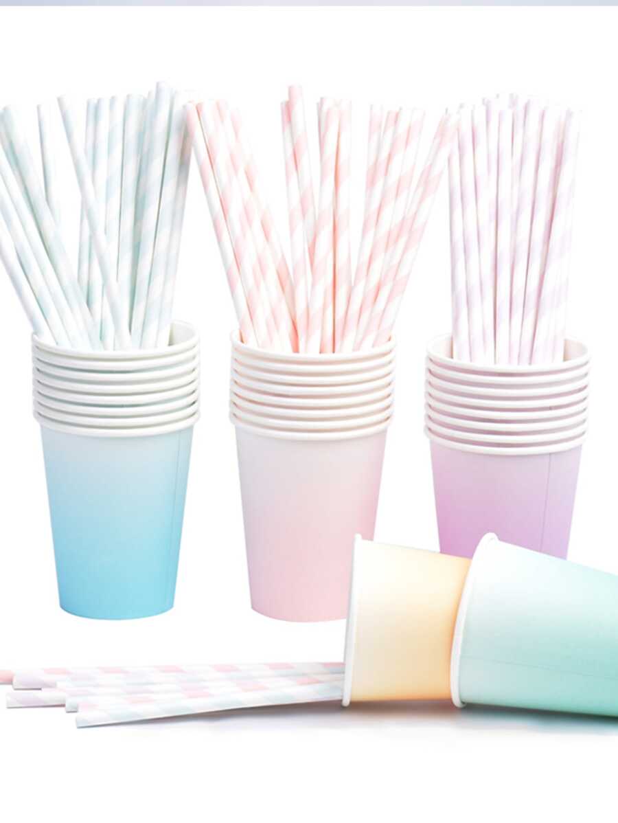 8pcs/Set Pastel Paper Cups Pastel Macaron Tableware Disposable Cup Kids ...