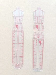 5pcs Body Design Clear Plastic Fashion Design Ruler, Illustrator Drawing Ruler, For Fashion Design - Clear - View 3