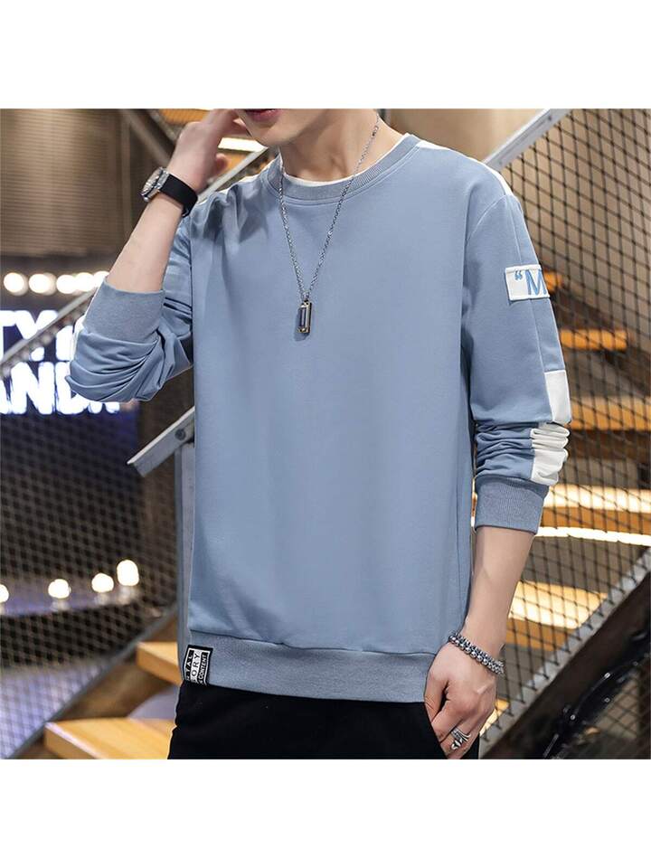 Men's Hoodie Autumn Casual Long Sleeve Sweatshirt, Fashion Sporty Pullover  With Round Collar, Loose Fit, Color Block, Trendy | SHEIN