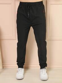 Calça importado masculino Seda gelada  academia elastano casual  secagem rápida plus G1 G2 G3 G4 - Preto - Visão 2