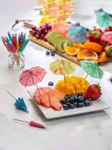 50pcs Cocktail Umbrella Picks, Tropical Color Party Toothpicks, Party Decoration Supplies, Home Decoration, Room Decoration, Summer Party Decoration, Hawaii Themed Party,Christmas - Multicolor - View 5