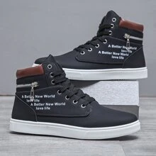 男士休閒運動鞋,防滑學生運動鞋,百搭風格運動輕便帆布鞋 - 黑色 - 查看 2