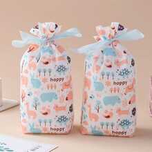 12pcs/pack Cute Animal Drawstring Bags, Perfect For Birthday Parties, Christmas Snacks, Candies, Nougats Etc - 12 Pack Animal World Drawstring Bags - View 3