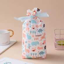 12pcs/pack Cute Animal Drawstring Bags, Perfect For Birthday Parties, Christmas Snacks, Candies, Nougats Etc - 12 Pack Animal World Drawstring Bags - View 1