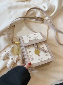 Mini Retro Print Phone Bag, Casual Shoulder/Crossbody Bag - Multicolor - View 7