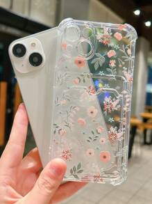 1pc Floral Pattern Bumper Anti-Fall Protective Phone Case Compatible With 11 12 13 14 15 16 7 8 Plus Mini - Multicolor - View 4