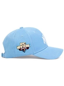 1pc Men's Gothic Style Alphabet & Geometric Embroidery Baseball Cap With Adjustable Strap Sun Protection, Suitable For Spring & Autumn Travel, Beach Parties Street - Baby Blue - View 3