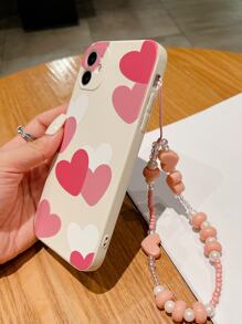 1个白色TPU爱心图案手机壳，带手带，防摔，兼容 15/15 Plus/15 Pro/15 Pro Max - 彩色 - 查看 2