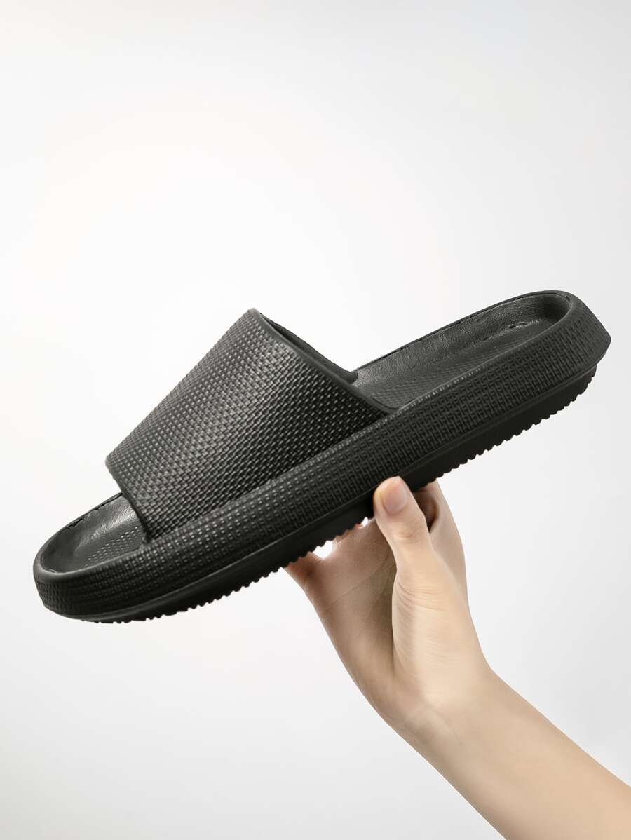 男士超柔软高端拖鞋，舒适新居浴室淋浴防滑凉鞋，室内外厚底人字拖，适合男士 - 黑色 - 查看 1