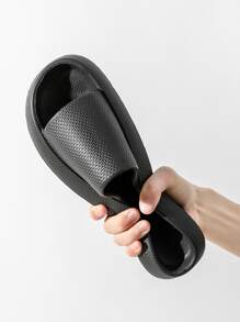 男士超柔软高端拖鞋，舒适新居浴室淋浴防滑凉鞋，室内外厚底人字拖，适合男士 - 黑色 - 查看 3