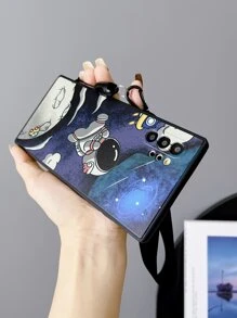 1 pieza Funda de teléfono con patrón de astronauta y cuerda colgante, anti-golpes compatible con iPhone15/15Plus/15Pro/15Promax, versión internacional, no la versión nacional - Multicolor - Ver 3