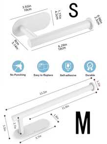 1pc Stainless Steel Toilet Paper Holder, Simple Color Wall Mounted Bathroom Paper Roll Rack Bathroom Decor Fall Decor - White - View 3