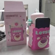 Miniso Insulated Mug With Straw, Free Adjustable Strap Easy To Carry And Protective Mug Cover For Drop Protection, Stainless Steel Leak-Proof Steel Mug 500mLr - Pink - View 6