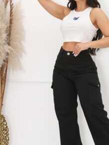 Women Jeans - 黑色 - 查看 3