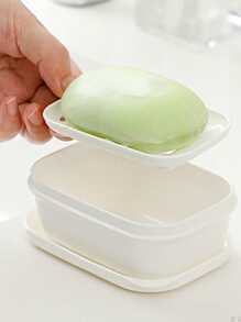1個白色肥皂盒帶蓋子 - 白色 - 查看 4